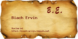 Biach Ervin névjegykártya